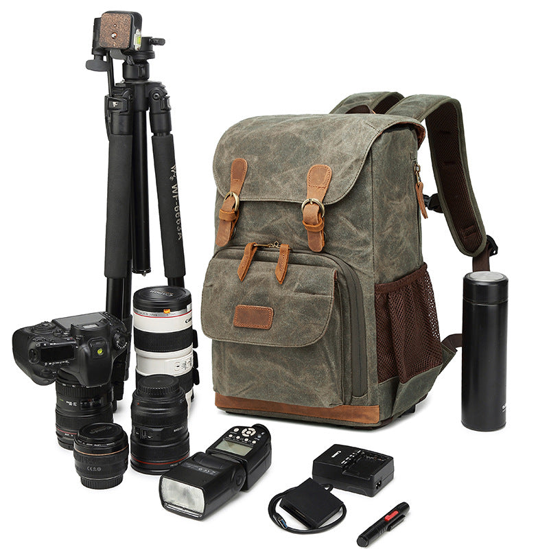 Load image into Gallery viewer, Canvas camera bag shoulder photography bag multifunctional new camera bag SLR bag men and women outdoor backpack Karel
