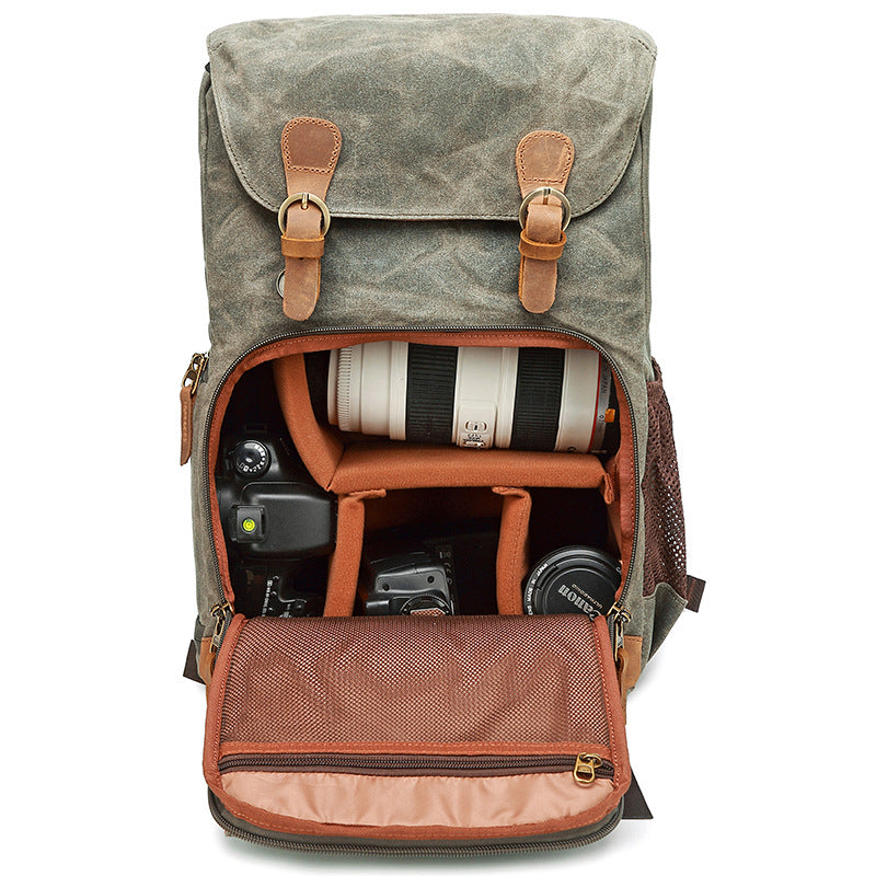 Load image into Gallery viewer, Canvas camera bag shoulder photography bag multifunctional new camera bag SLR bag men and women outdoor backpack Karel
