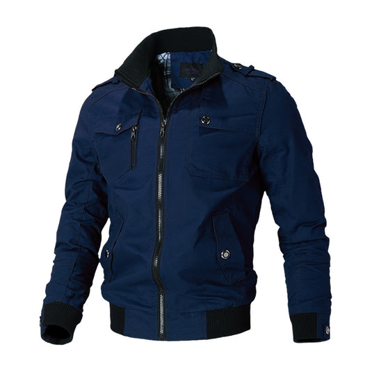 Men's Plus Size Jacket Spring Casual Trend Korean Style Handsome Slim Workwear Jacket Cotton Military Top Trend
