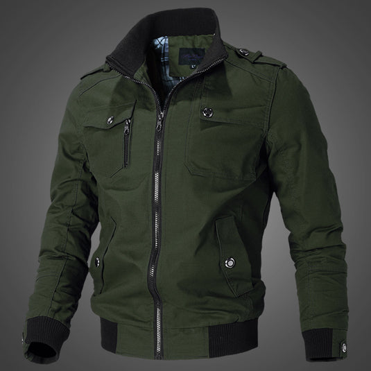Men's Plus Size Jacket Spring Casual Trend Korean Style Handsome Slim Workwear Jacket Cotton Military Top Trend