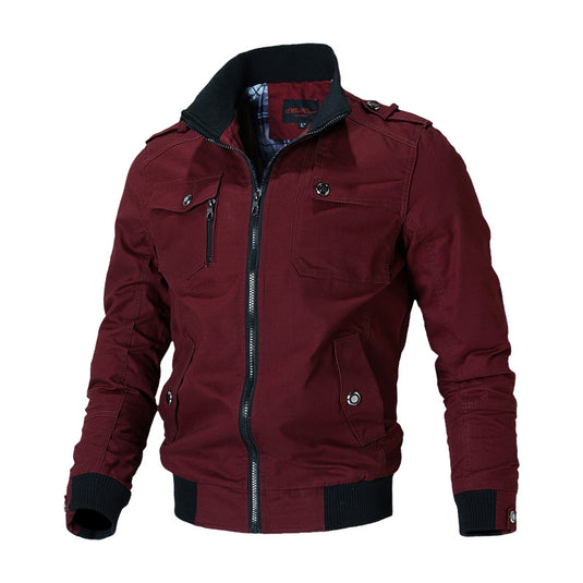 Men's Plus Size Jacket Spring Casual Trend Korean Style Handsome Slim Workwear Jacket Cotton Military Top Trend