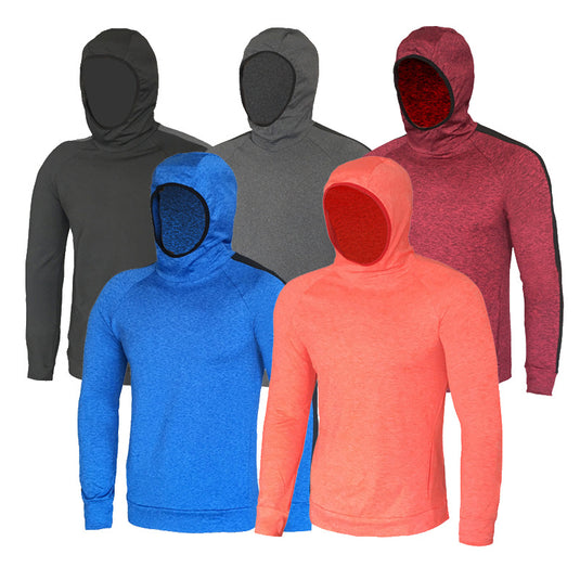Sports jacket men's fall/winter running quick-drying training long-sleeved plus velvet hooded pullover fitness clothing sports sweater men