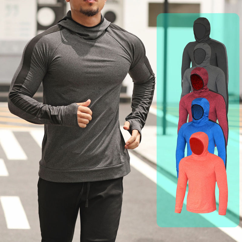 Load image into Gallery viewer, Sports jacket men&#39;s fall/winter running quick-drying training long-sleeved plus velvet hooded pullover fitness clothing sports sweater men
