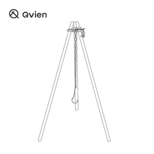 Qvien Outdoor Camping Portable Triangle Hanging Pot Bracket Barbecue Frame Branch Multi-purpose Picnic Ring Hook