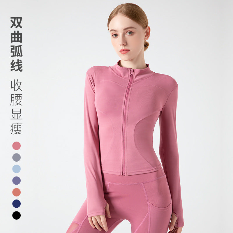 Load image into Gallery viewer, New sports jacket women&#39;s autumn and winter fitness clothes stand-up collar casual running jacket quick-drying tight-fitting yoga top
