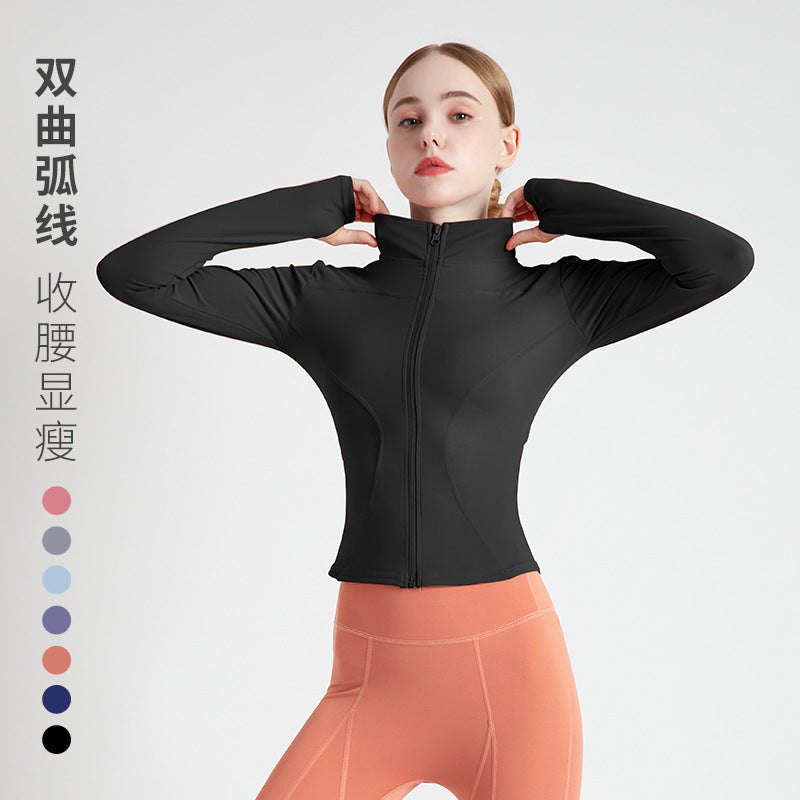 Load image into Gallery viewer, New sports jacket women&#39;s autumn and winter fitness clothes stand-up collar casual running jacket quick-drying tight-fitting yoga top
