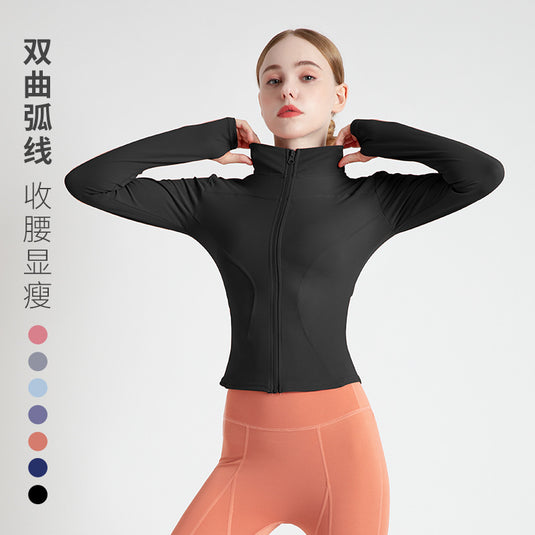 New sports jacket women's autumn and winter fitness clothes stand-up collar casual running jacket quick-drying tight-fitting yoga top