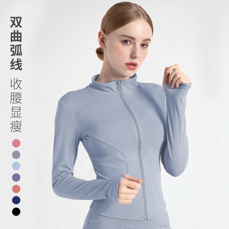 Load image into Gallery viewer, New sports jacket women&#39;s autumn and winter fitness clothes stand-up collar casual running jacket quick-drying tight-fitting yoga top
