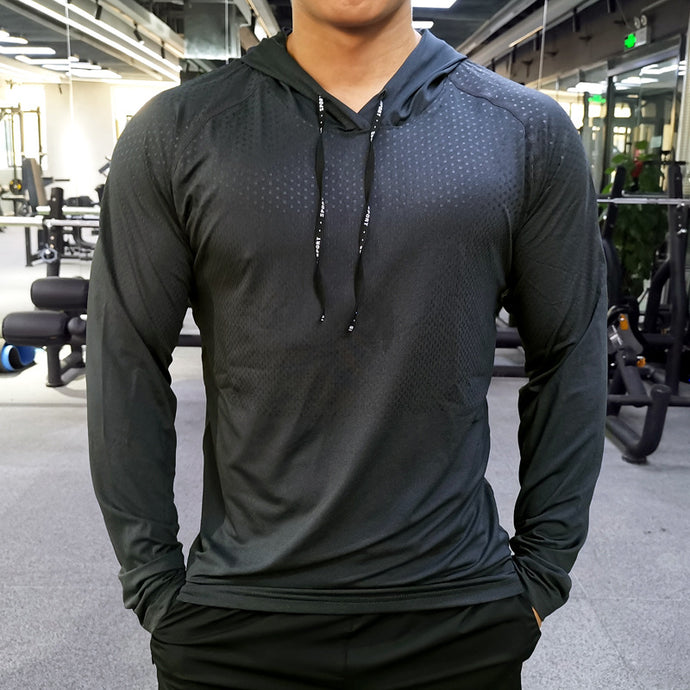 Fall/winter fitness sportswear men's long-sleeved sweater loose casual hoodie quick-drying breathable sweat-absorbent running training suit