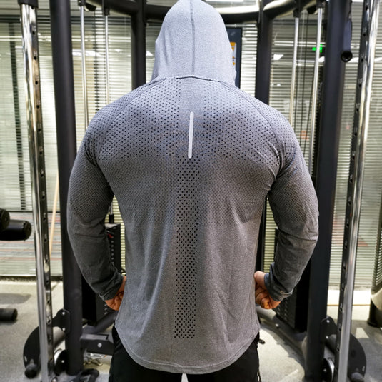 Fall/winter fitness sportswear men's long-sleeved sweater loose casual hoodie quick-drying breathable sweat-absorbent running training suit