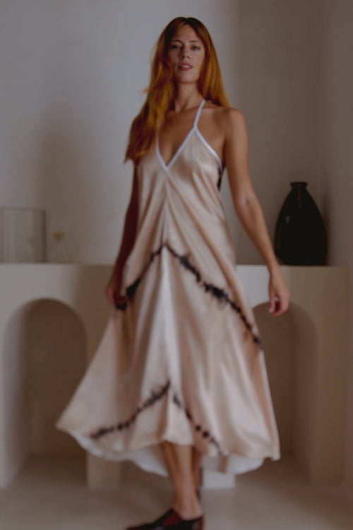 Load image into Gallery viewer, Altair Silk Halter Dress in Shibori
