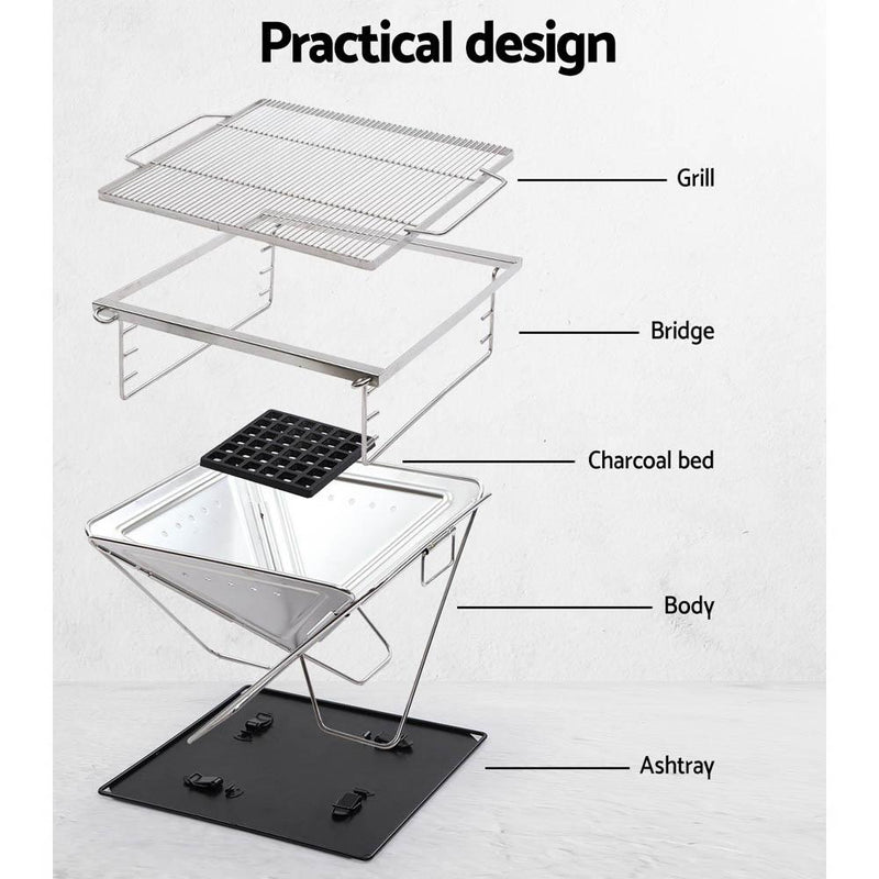 Load image into Gallery viewer, Grillz Fire Pit BBQ Grill with Carry Bag Camping
