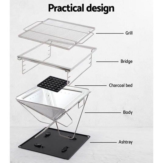 Grillz Fire Pit BBQ Grill with Carry Bag Camping