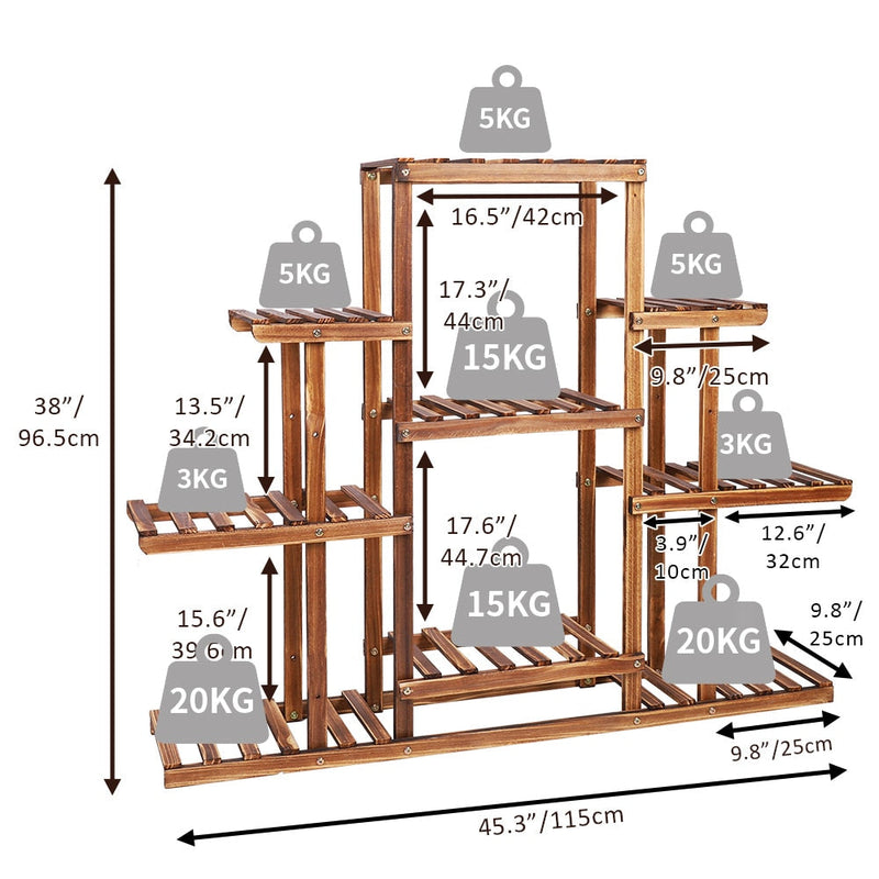 Load image into Gallery viewer, Indoor 9 Tier Wooden Plant Home Decor Stand
