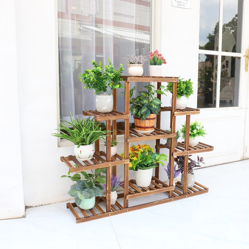 Load image into Gallery viewer, Indoor 9 Tier Wooden Plant Home Decor Stand
