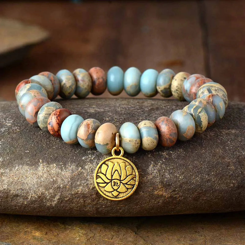 Load image into Gallery viewer, Imperial Jasper Lotus Bracelet
