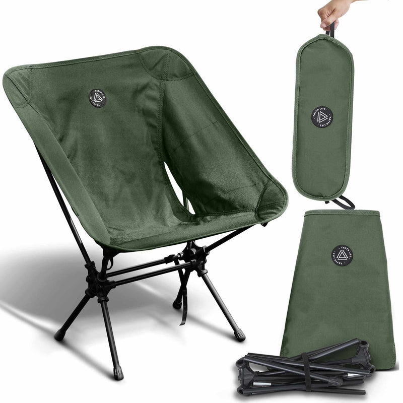 Load image into Gallery viewer, Low Back Ultralight Folding Camping Chairs With Storage Pouch - Khaki

