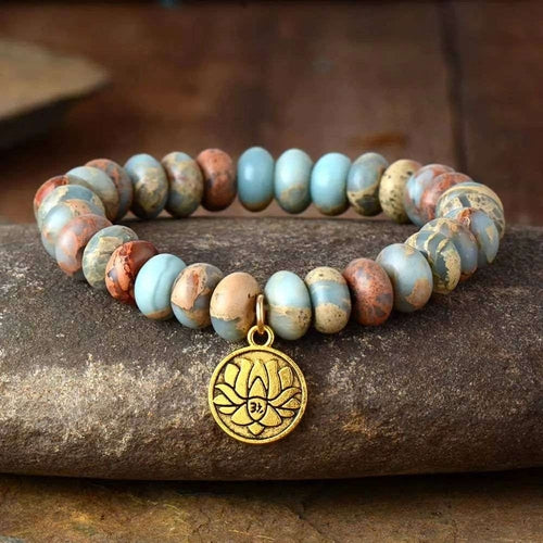 Load image into Gallery viewer, Imperial Jasper Lotus Bracelet
