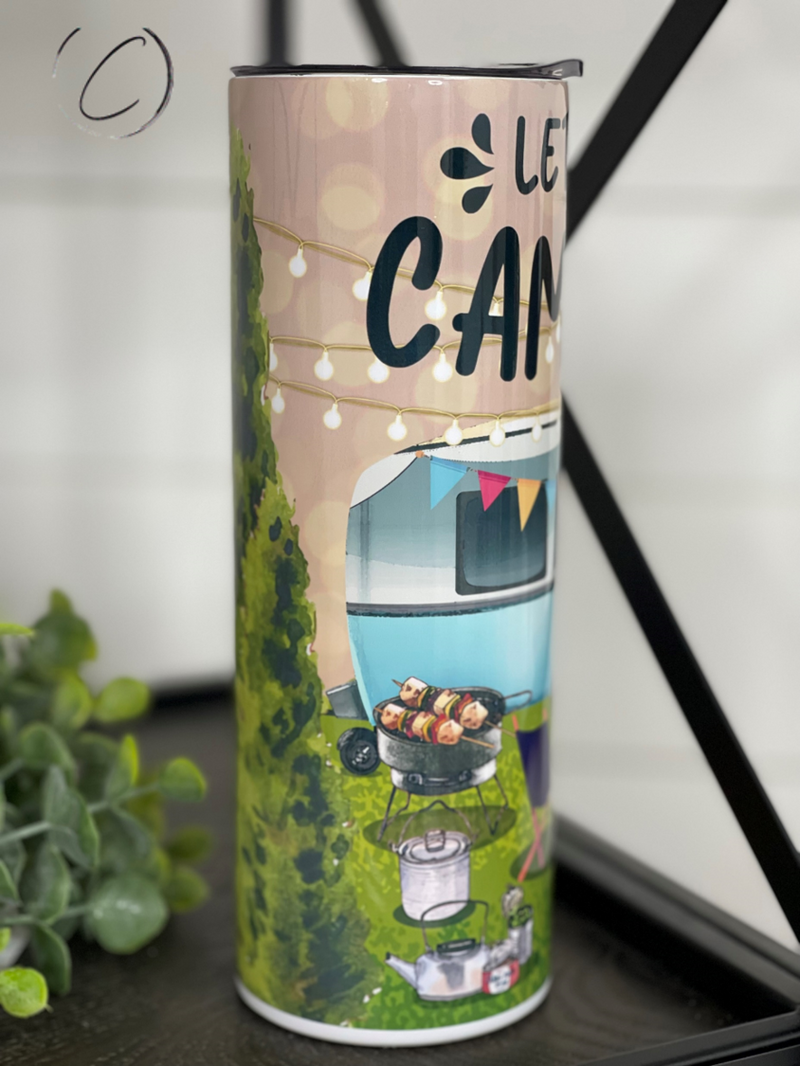 Load image into Gallery viewer, Let&#39;s Go Camping 20oz Skinny Tumbler
