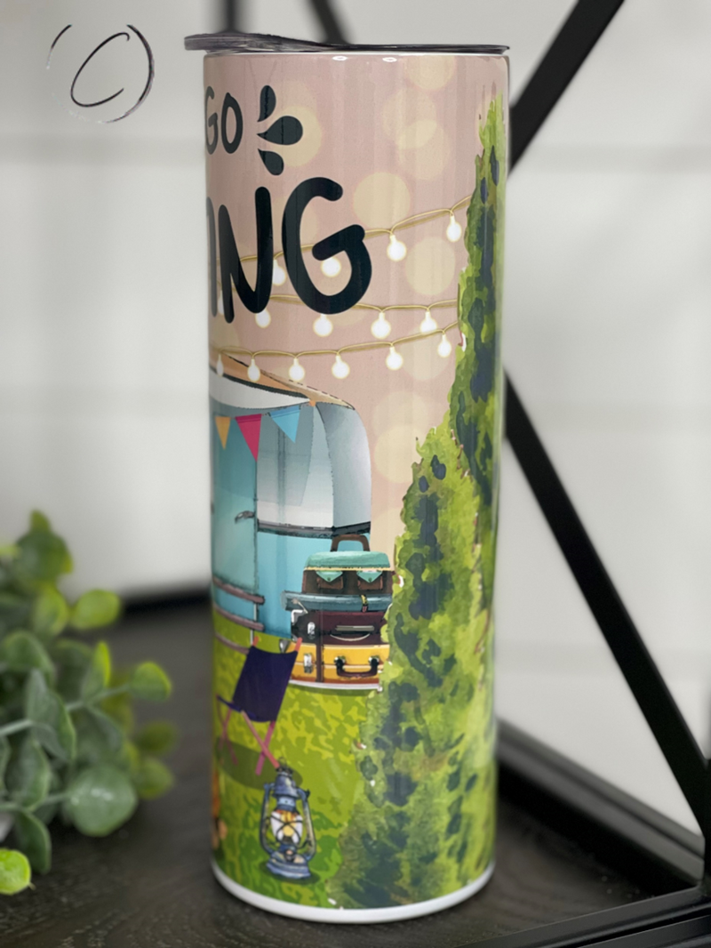 Load image into Gallery viewer, Let&#39;s Go Camping 20oz Skinny Tumbler
