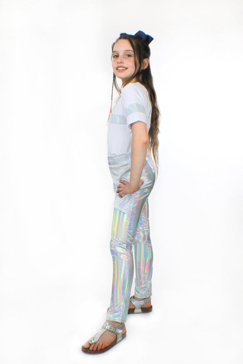 Load image into Gallery viewer, Stella, bamboo jersey and holographic sequin Top
