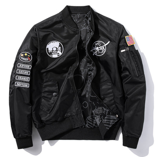 NASA's new double-sided wear men's casual sports jacket coat autumn and winter Air Force flight suit youth fashion large size