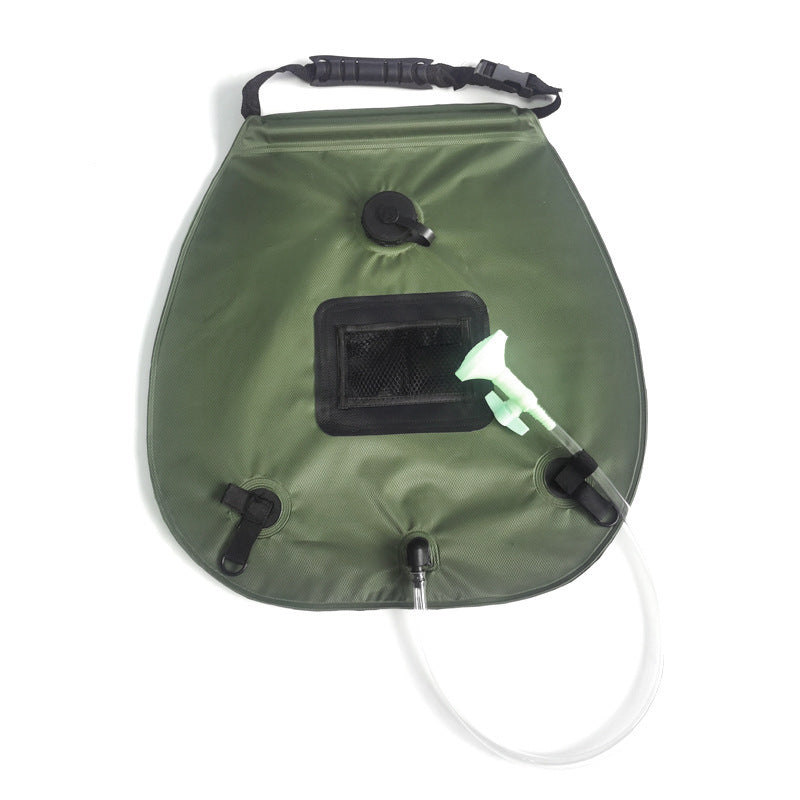 Load image into Gallery viewer, 20L bath bag solar heat absorption army green 5 gallon shower bag outdoor camping bath water bag toiletry bag
