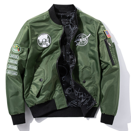 NASA's new double-sided wear men's casual sports jacket coat autumn and winter Air Force flight suit youth fashion large size