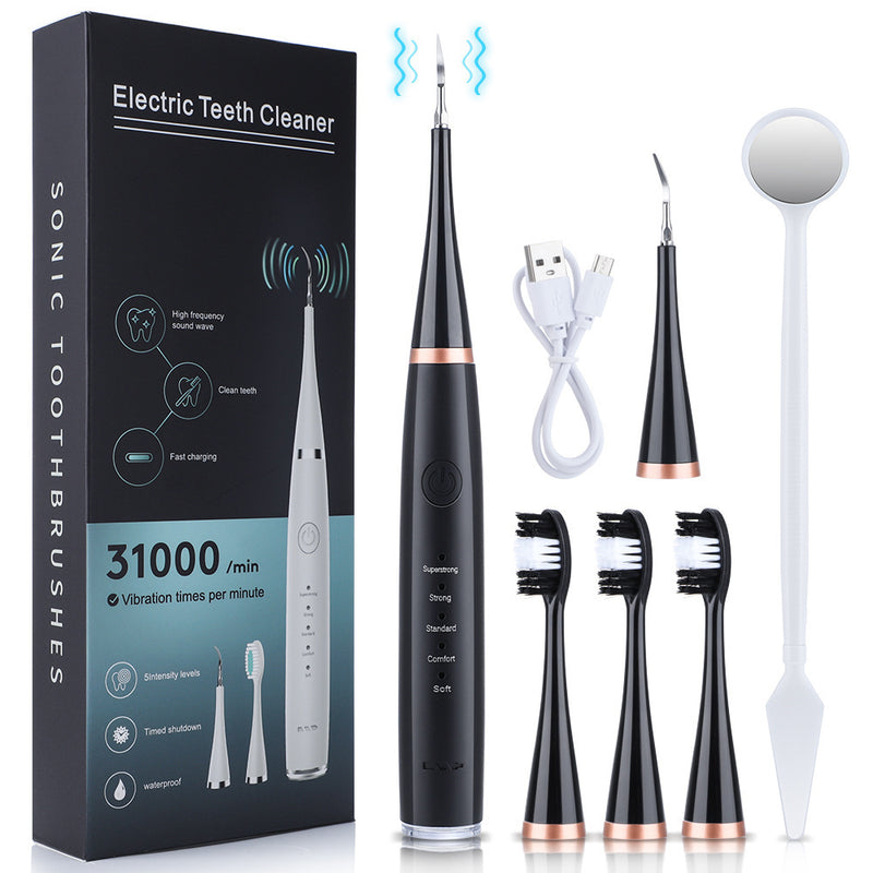 Load image into Gallery viewer, Cross-border 5-speed high-frequency vibration tooth cleaner USB electric toothbrush tooth cleaner to remove stains and calculus set tooth cleaner
