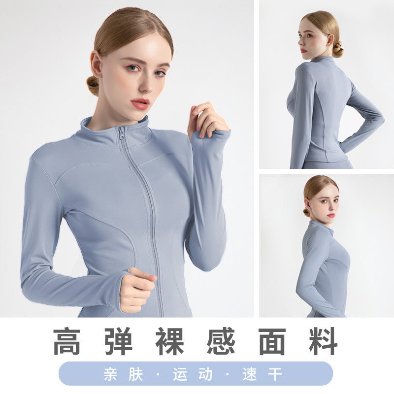 Load image into Gallery viewer, New sports jacket women&#39;s autumn and winter fitness clothes stand-up collar casual running jacket quick-drying tight-fitting yoga top
