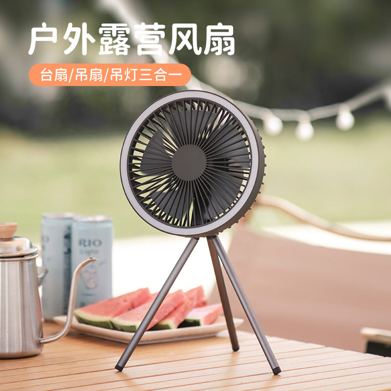Load image into Gallery viewer, Outdoor camping fan portable tent ceiling fan lamp usb charging hanging vertical camping tripod outdoor fan
