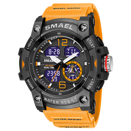 SMAEL new outdoor transparent watch men's outdoor cool dual display waterproof luminous electronic watch