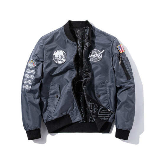 NASA's new double-sided wear men's casual sports jacket coat autumn and winter Air Force flight suit youth fashion large size