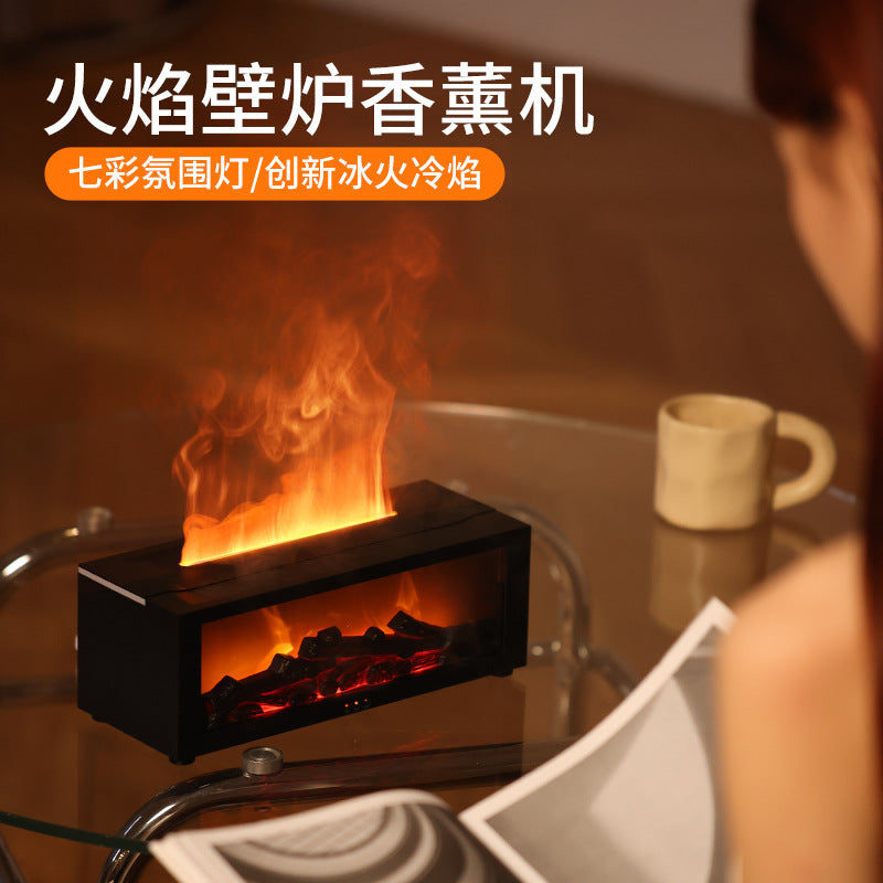 Load image into Gallery viewer, New simulation fireplace flame humidifier colorful atmosphere light aromatherapy machine home remote control flame humidifier gift

