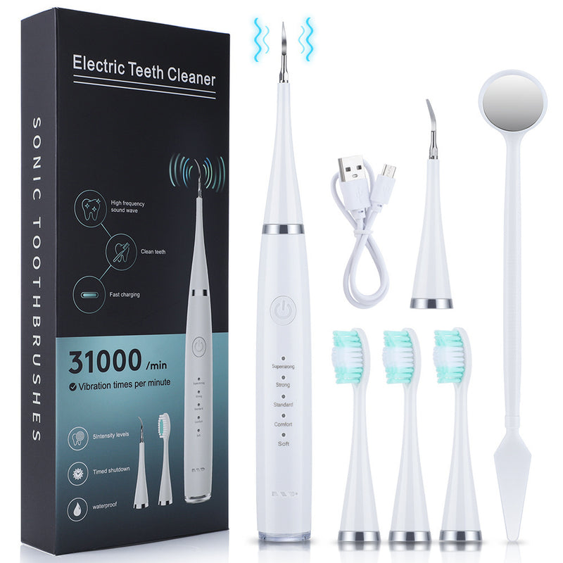 Load image into Gallery viewer, Cross-border 5-speed high-frequency vibration tooth cleaner USB electric toothbrush tooth cleaner to remove stains and calculus set tooth cleaner

