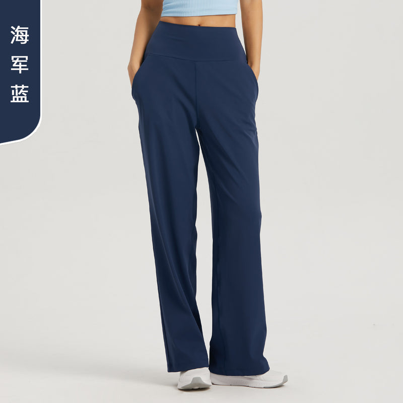 Load image into Gallery viewer, NULS new large pocket wide-leg straight-leg pants Slim high-waisted yoga pants women&#39;s spring and summer loose-fitting sports trousers
