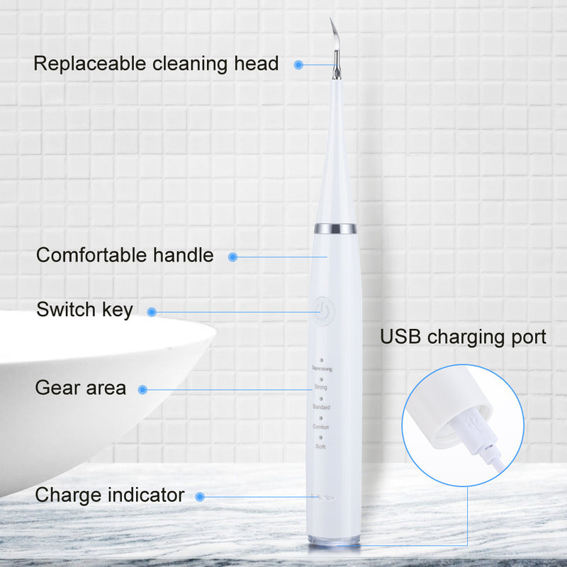 Load image into Gallery viewer, Cross-border 5-speed high-frequency vibration tooth cleaner USB electric toothbrush tooth cleaner to remove stains and calculus set tooth cleaner
