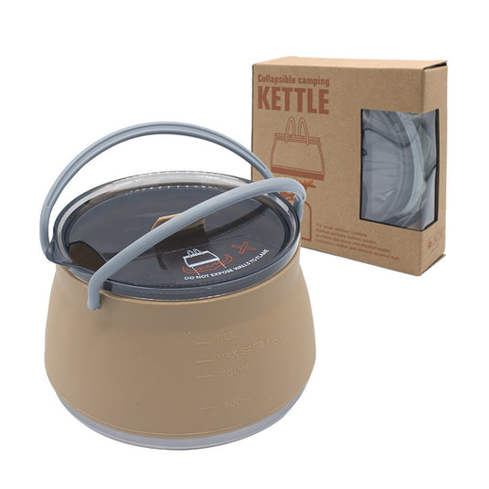 New camping portable silicone folding kettle outdoor compressible folding pot travel silicone kettle