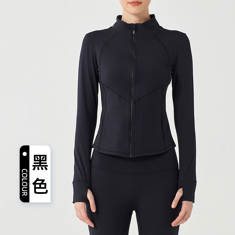 Load image into Gallery viewer, Autumn and winter warm velvet sports coat women&#39;s thickened slimming yoga wear long-sleeved zipper running fitness top
