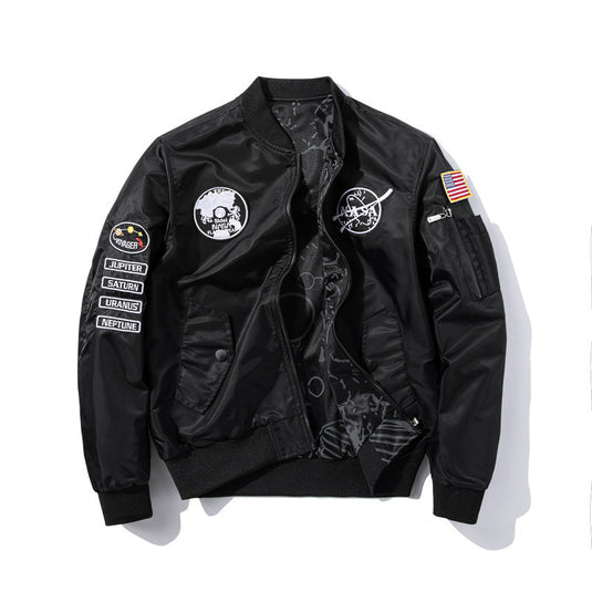 NASA's new double-sided wear men's casual sports jacket coat autumn and winter Air Force flight suit youth fashion large size