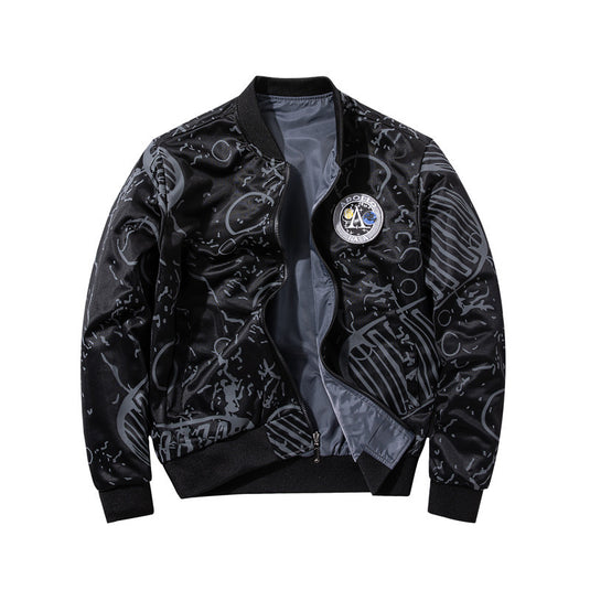 NASA's new double-sided wear men's casual sports jacket coat autumn and winter Air Force flight suit youth fashion large size