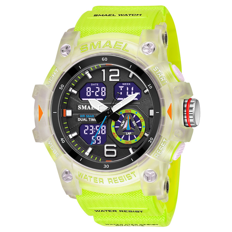 Load image into Gallery viewer, SMAEL new outdoor transparent watch men&#39;s outdoor cool dual display waterproof luminous electronic watch
