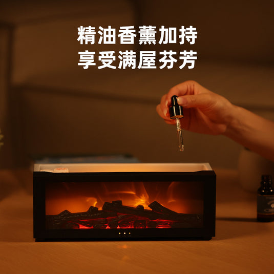 New simulation fireplace flame humidifier colorful atmosphere light aromatherapy machine home remote control flame humidifier gift