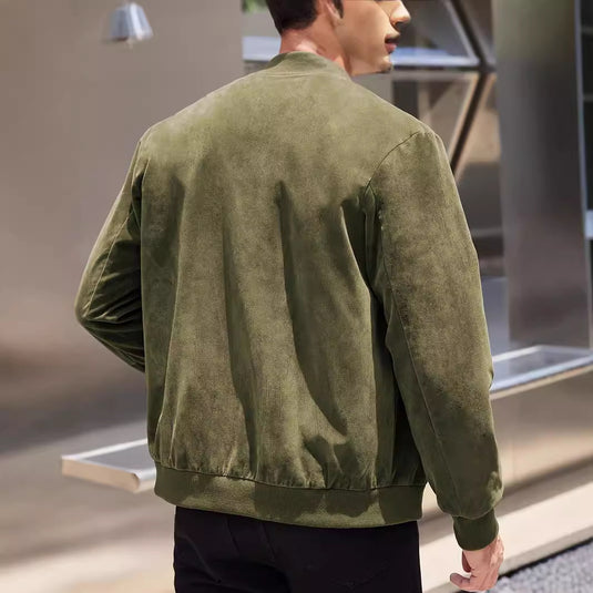 Мужская куртка new cross-border European and American leisure suede solid color jacket for men