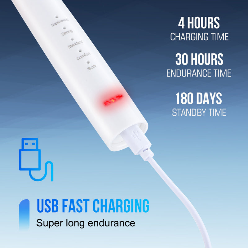 Load image into Gallery viewer, Cross-border 5-speed high-frequency vibration tooth cleaner USB electric toothbrush tooth cleaner to remove stains and calculus set tooth cleaner
