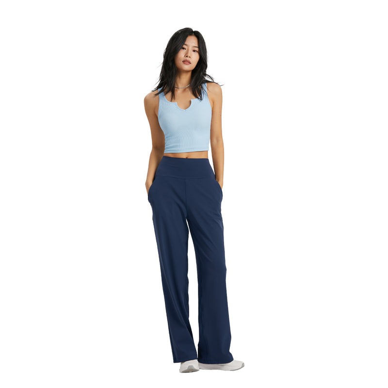 Load image into Gallery viewer, NULS new large pocket wide-leg straight-leg pants Slim high-waisted yoga pants women&#39;s spring and summer loose-fitting sports trousers
