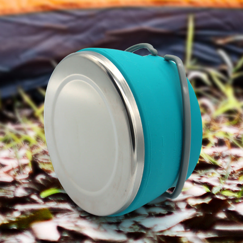 Load image into Gallery viewer, New camping portable silicone folding kettle outdoor compressible folding pot travel silicone kettle
