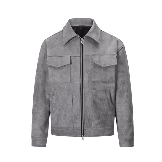 European and American high street ins same style trendy men and women jackets deerskin velvet thickened zipper large pocket jacket