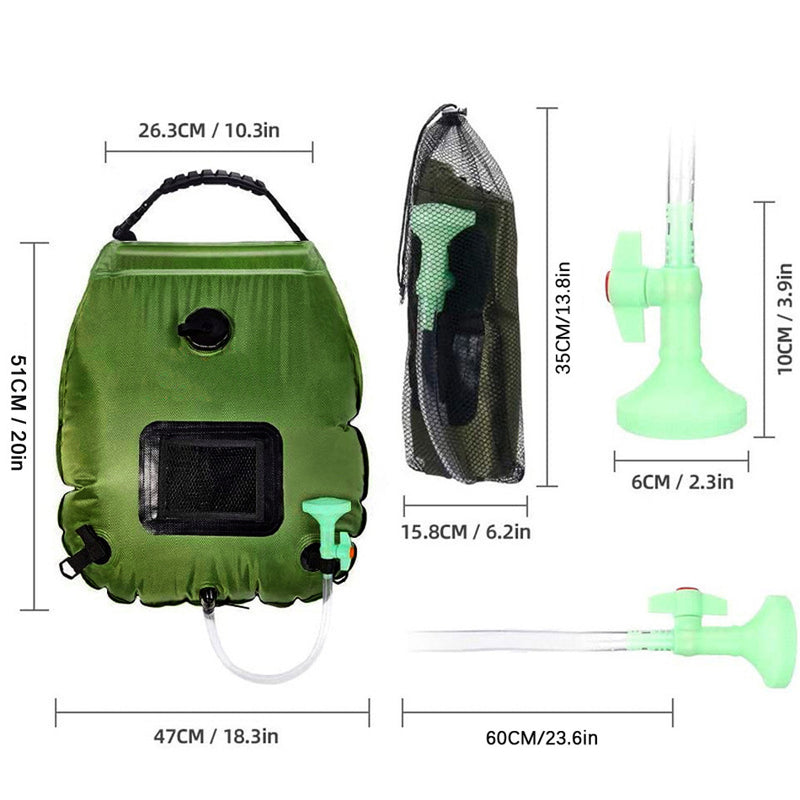 Load image into Gallery viewer, 20L bath bag solar heat absorption army green 5 gallon shower bag outdoor camping bath water bag toiletry bag
