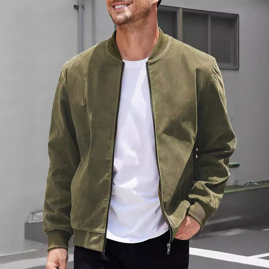Мужская куртка new cross-border European and American leisure suede solid color jacket for men